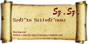 Szőts Szilvánusz névjegykártya